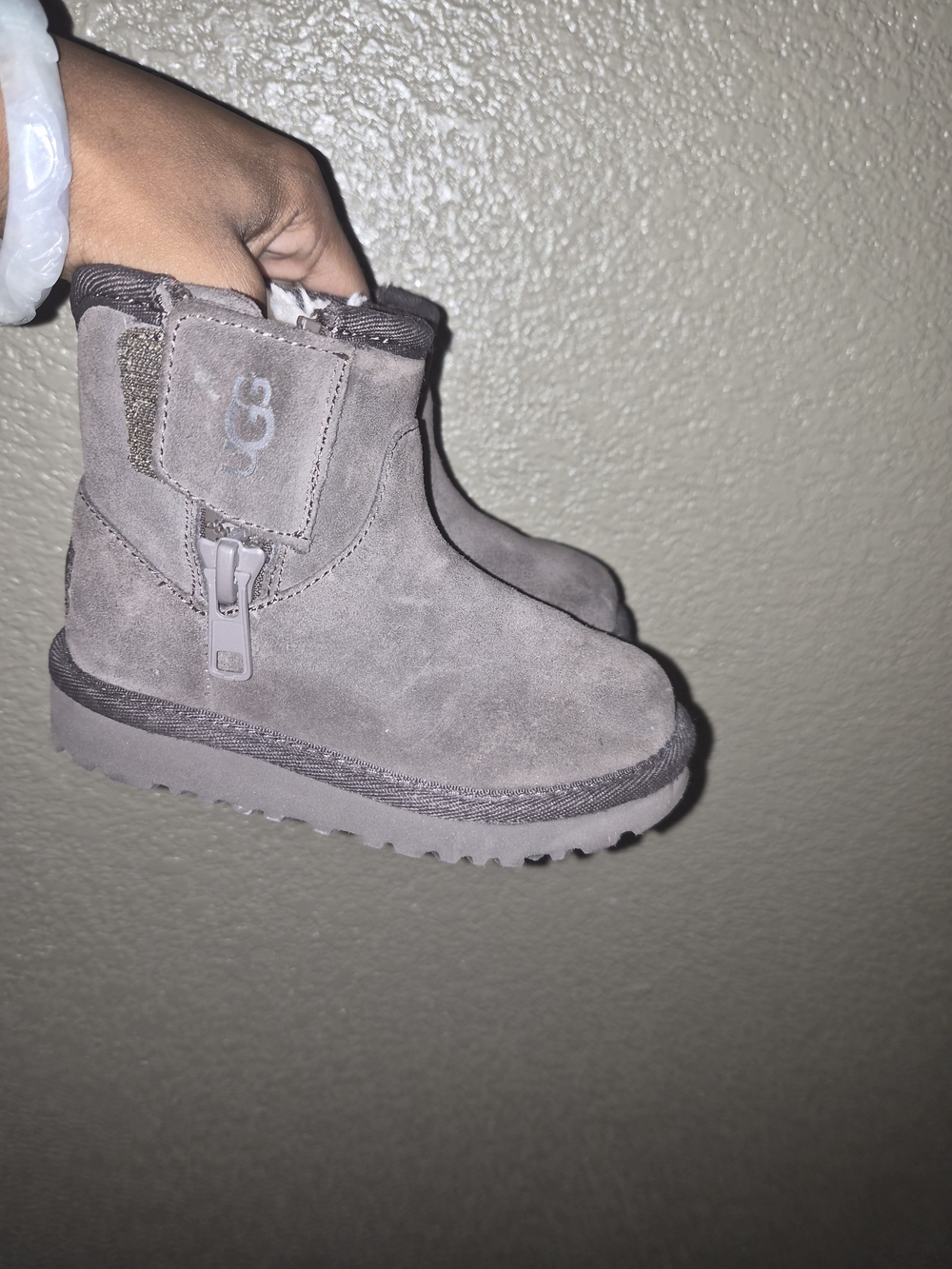 UGG Kids Gray Suede Side-Zip Boot